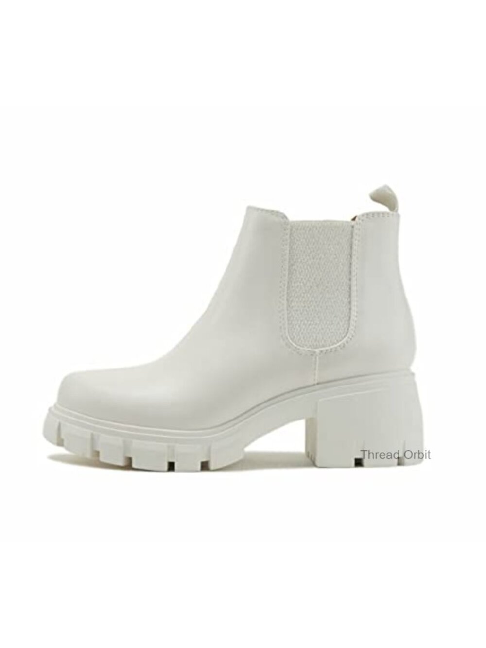 Chelsea Ankle Bootie Round Toe Block Heel Pull-On Lug Sole
